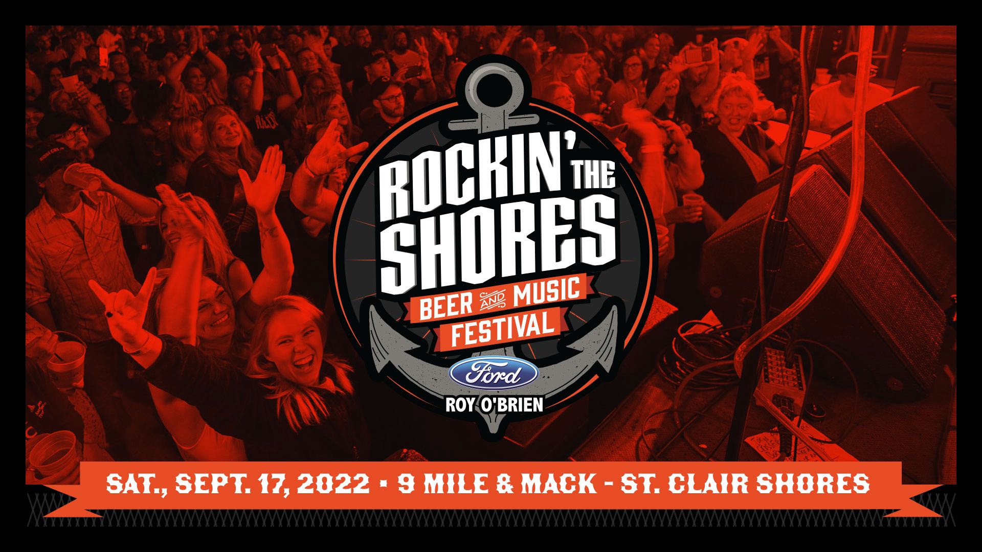 Rockin' the Shores Beer & Music Festival presented by Ford Roy O'Brien; Saturday September 17, 2022 at 9 Mile & Mack in St. Clair Shores; featuring concert goers in background