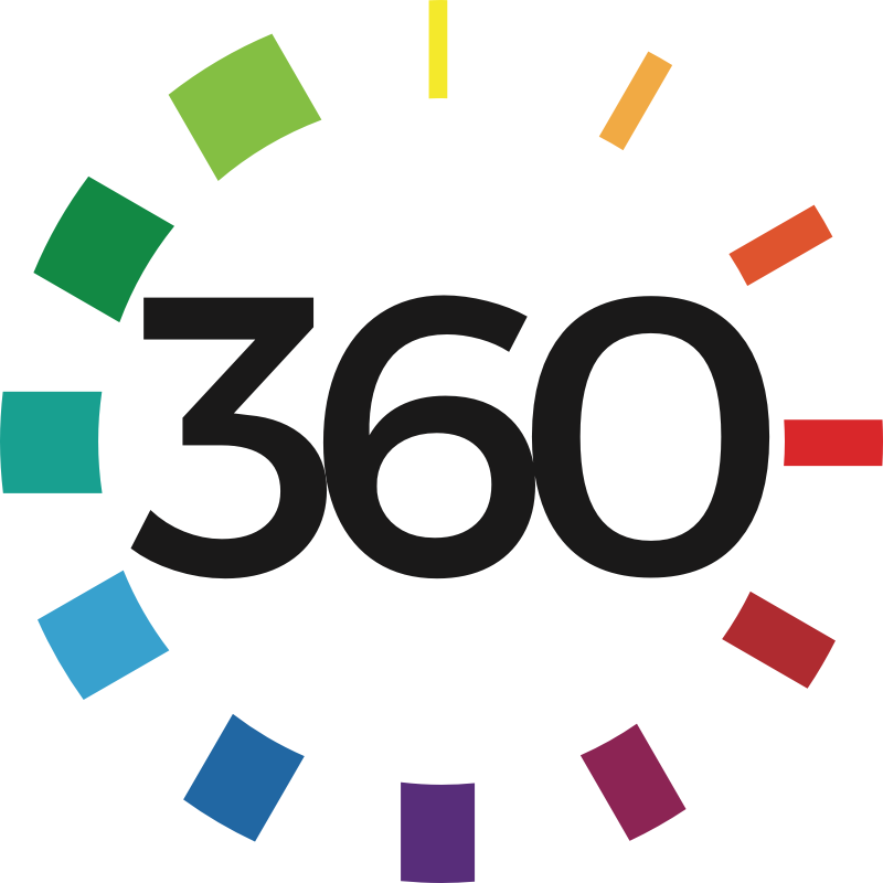 rainbow colored brandmark and black 360