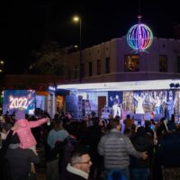 crowd ringing in 2022 with music and ball drop during Wyandotte's Rockin' NYE