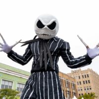 stilt walker dressed as Jack Skellington during Royal Oak Spooktacular