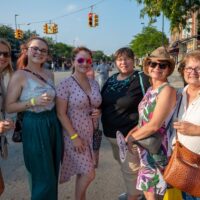 group of ladies posing for camera during Wyandotte's Wine Crawl