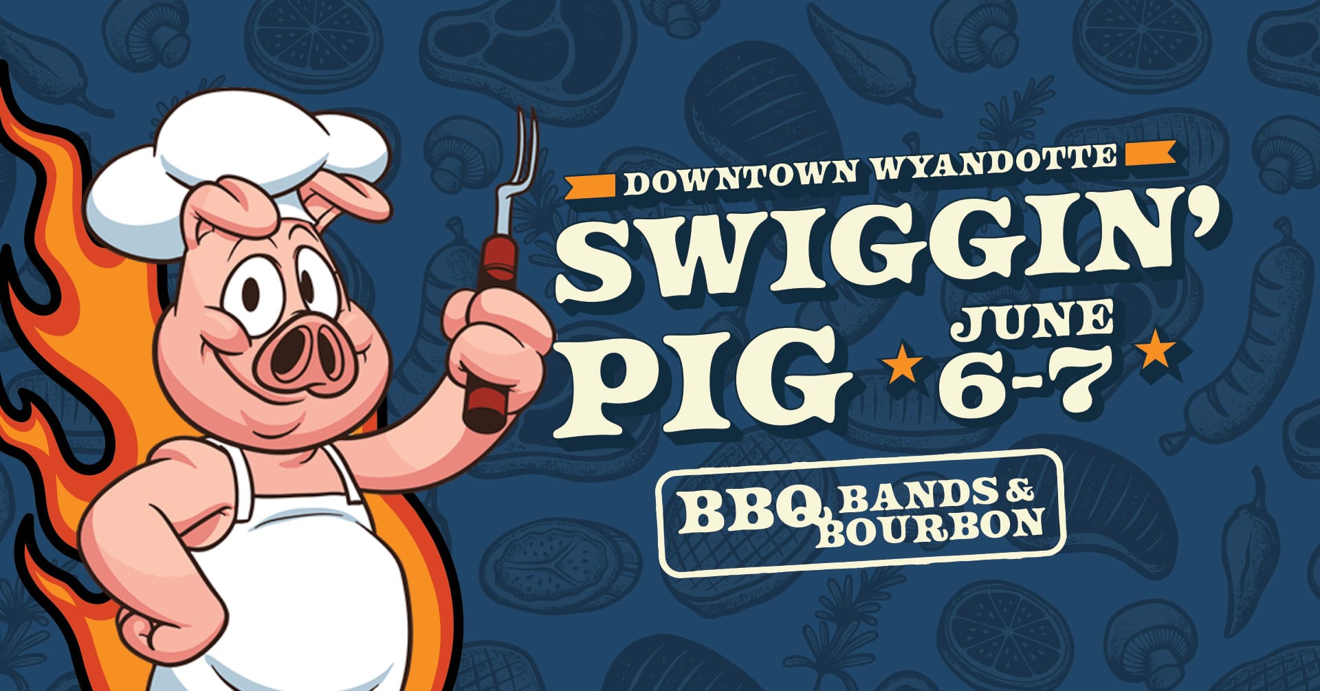 Downtown Wyandotte Swiggin' Pig; June 6 & 7; BBQ, Bands, & Bourbon